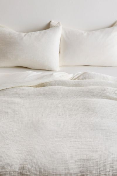 Urban Outfitters Cozy Crinkle Duvet Cover Set In Eggshell At