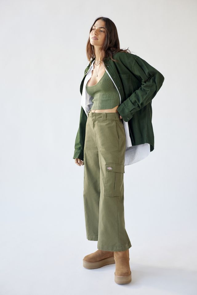 Dickies W Twill Crop Cargo Pant  Stonewashed Military Green - S3