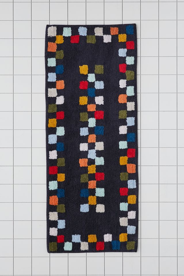Checkered Border Runner Bath Mat Urban Outfitters