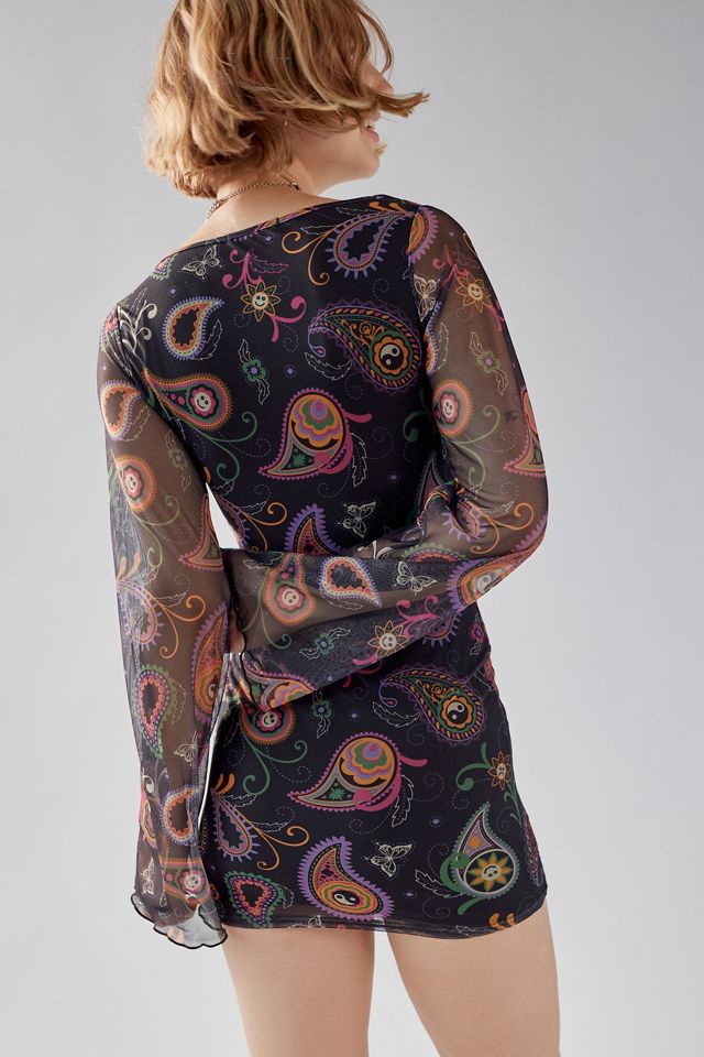 Daisy Street Mesh Paisley Mini Dress | Urban Outfitters