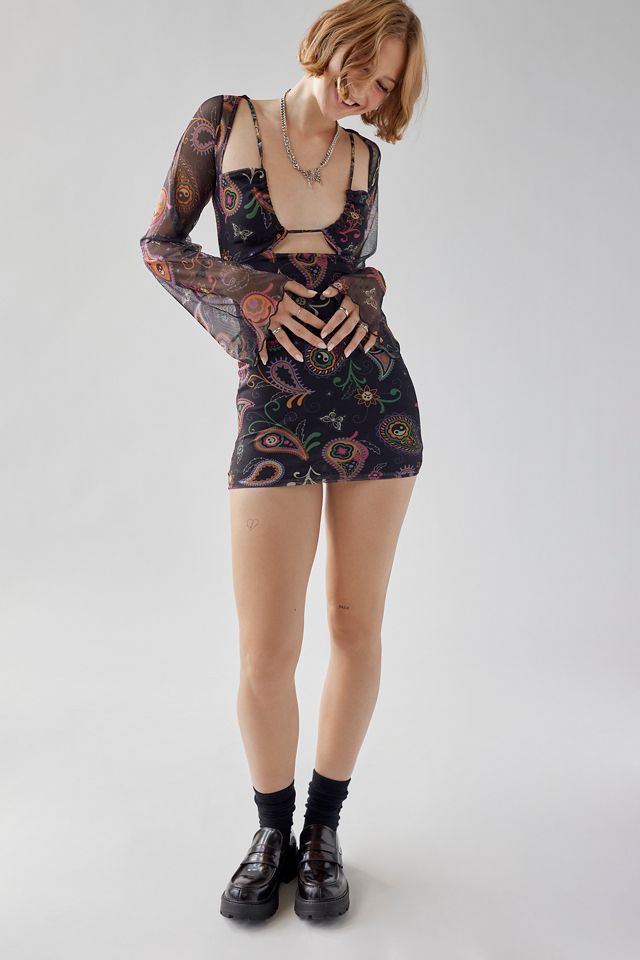 Daisy Street Mesh Paisley Mini Dress | Urban Outfitters