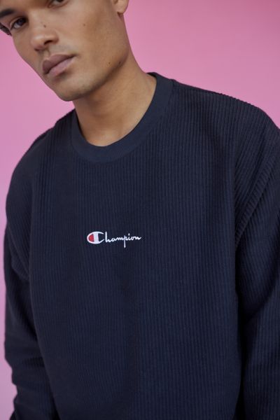 Champion Ribbed Crew Neck Sweatshirt,Black