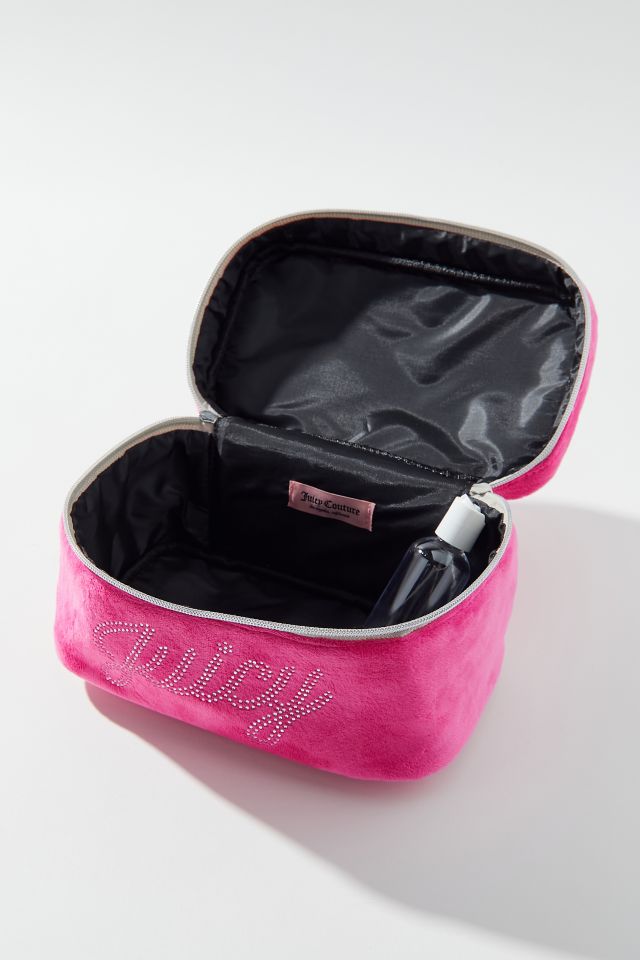 Juicy Couture Black Velour Monogram Wedge Zip Travel Cosmetic Bag w/To –  Aura In Pink Inc.