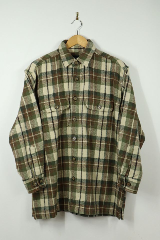 Vintage Heavyweight Green Plaid Shirt Jacket | Urban Outfitters