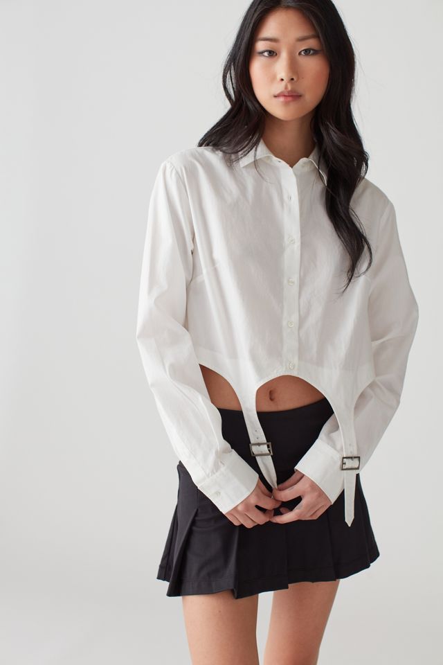 UO Slashed Button-Down Strap Top | Urban Outfitters