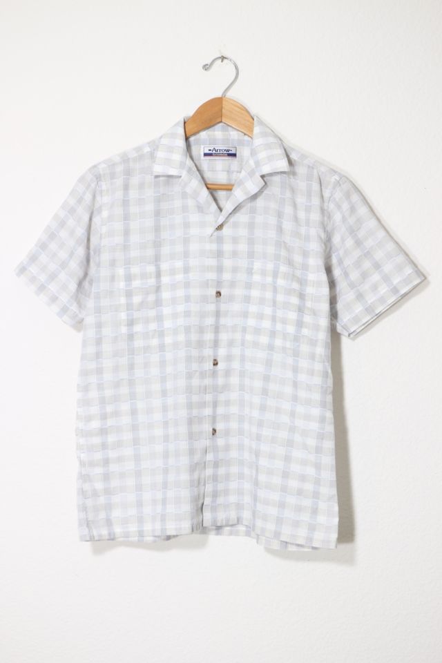 Vintage Lightweight Textured Camp Collar Pattern Shirt | Urban Outfitters