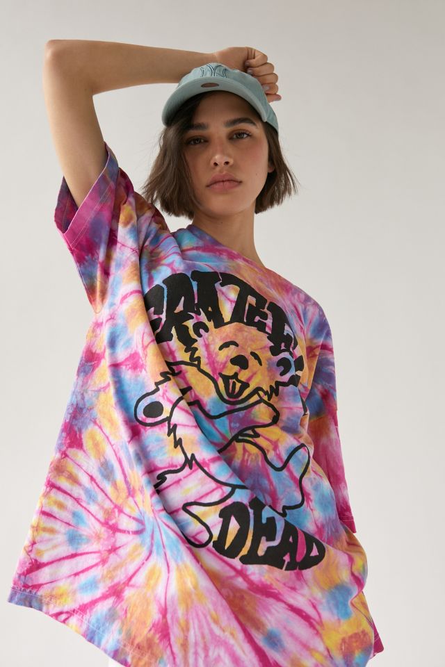 Grateful Dead Bear Tie-Dye T-Shirt Dress | Urban Outfitters