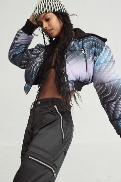 Urban Outfitters Uo Lily Cropped Puffer Jacket In Blue Multi