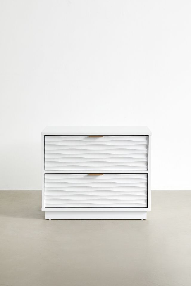 Coastal Wave White Engineered Wood Nightstand with Gold Hardware