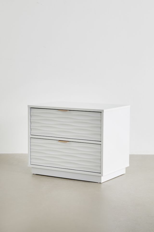 Coastal Wave White Engineered Wood Nightstand with Gold Hardware