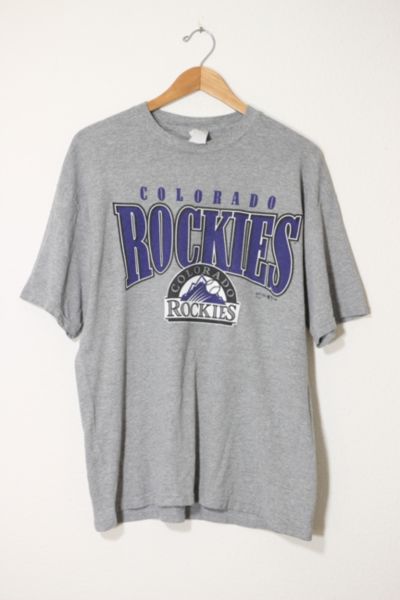 Vintage Colorado Rockies T-Shirt Baseball Purple White Silver BIKE Brand Made in USA Sz XL
