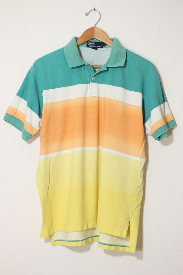 Vintage Polo Ralph Lauren Printed Bar Stripe Pique Polo Shirt | Urban ...