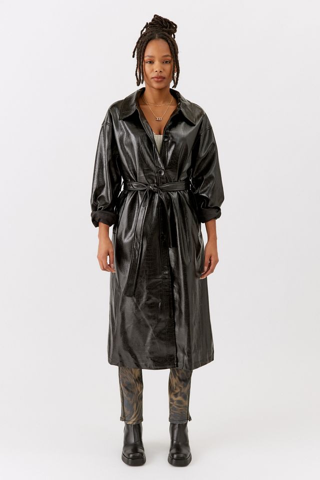 APPARIS Nara Faux Leather Trench Coat | Urban Outfitters