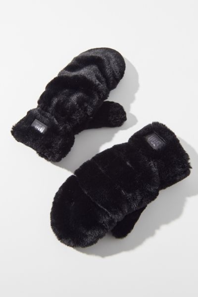 UGG Quilted Faux Fur Mitten,Black