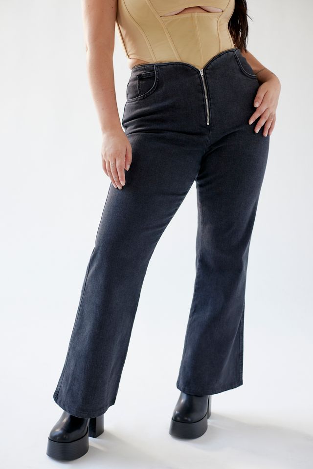 BDG Zip-Waist Flare Jean - Black Wash Denim | Urban Outfitters