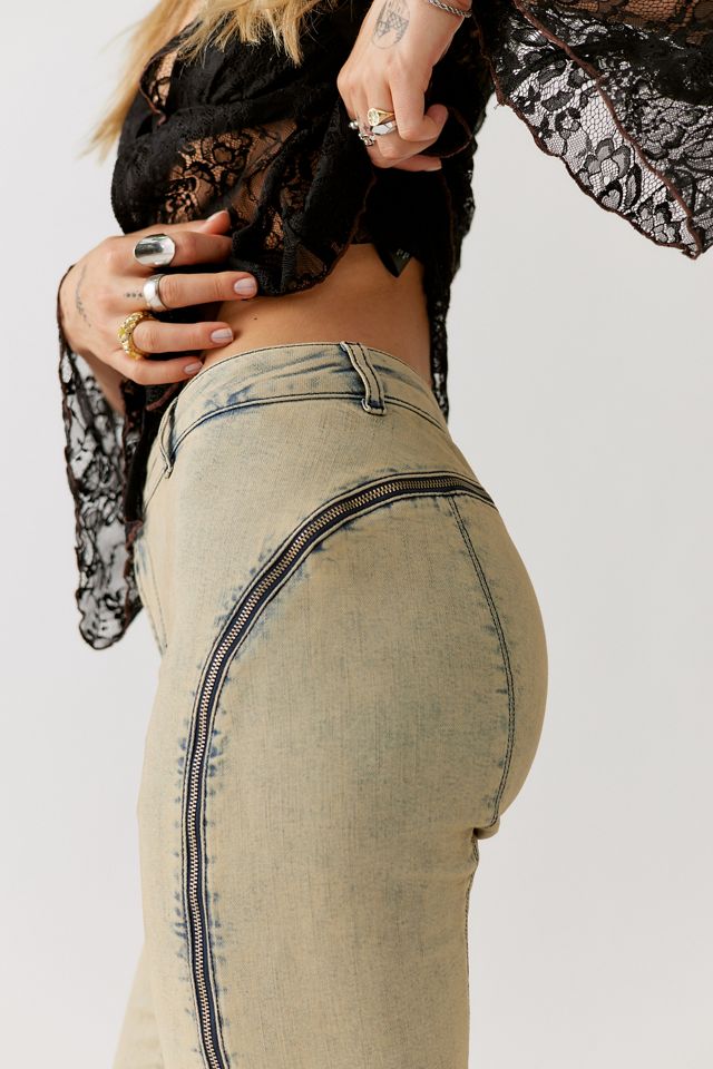 BDG Zipped-Up Flare Jean - Tan Wash | Urban Outfitters