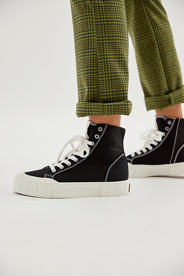 Good News London Palm Core Black High Top Sneakers Sustainable Recycled