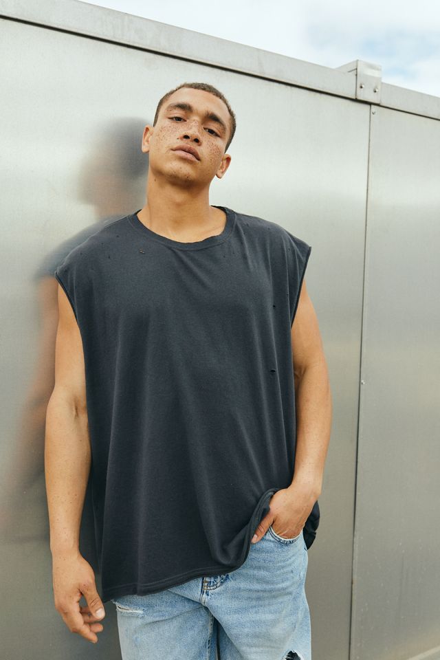 Destructed Oversized Muscle Tee | Urban Outfitters