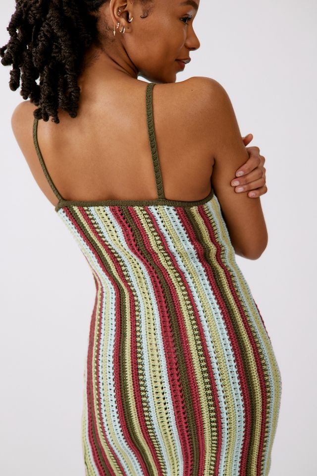 urban outfitters crochet dress Edikted Women's Off Shoulder Zigzag Crochet Mini Dress
