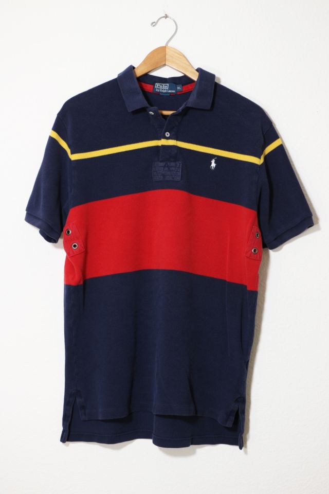 Vintage Polo Ralph Lauren Waffle Knit Bar Stripe Polo Shirt | Urban  Outfitters