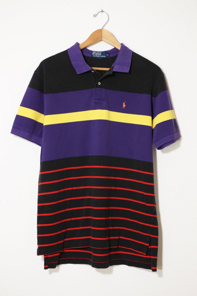 Vintage Polo Ralph Lauren Stripe Pique Polo Shirt | Urban Outfitters