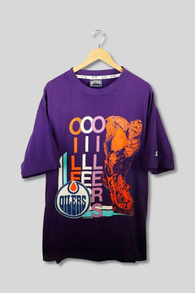 Vintage 1990 Edmonton Oilers Slap Shot Tshirt Unisex Sz. (S) NHL