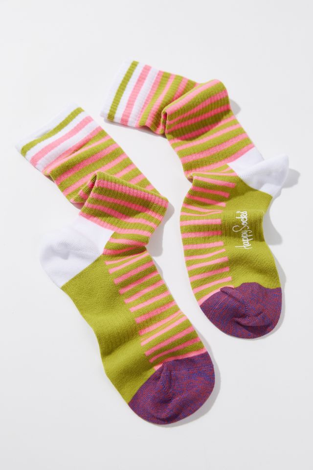Happy Socks Neon Stripe Crew Sock | Urban Outfitters