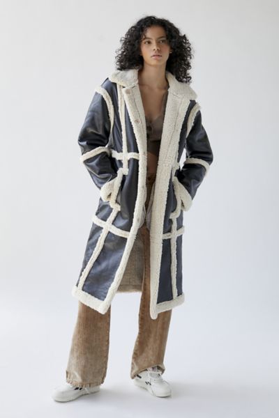 Glamorous Faux Leather Sherpa Coat | Urban Outfitters