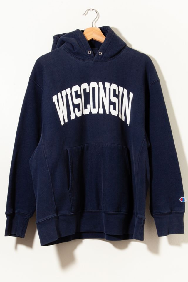 Vintage 1990s Champion Wisconsin Hoodie Reverse Weave Sweatshirt