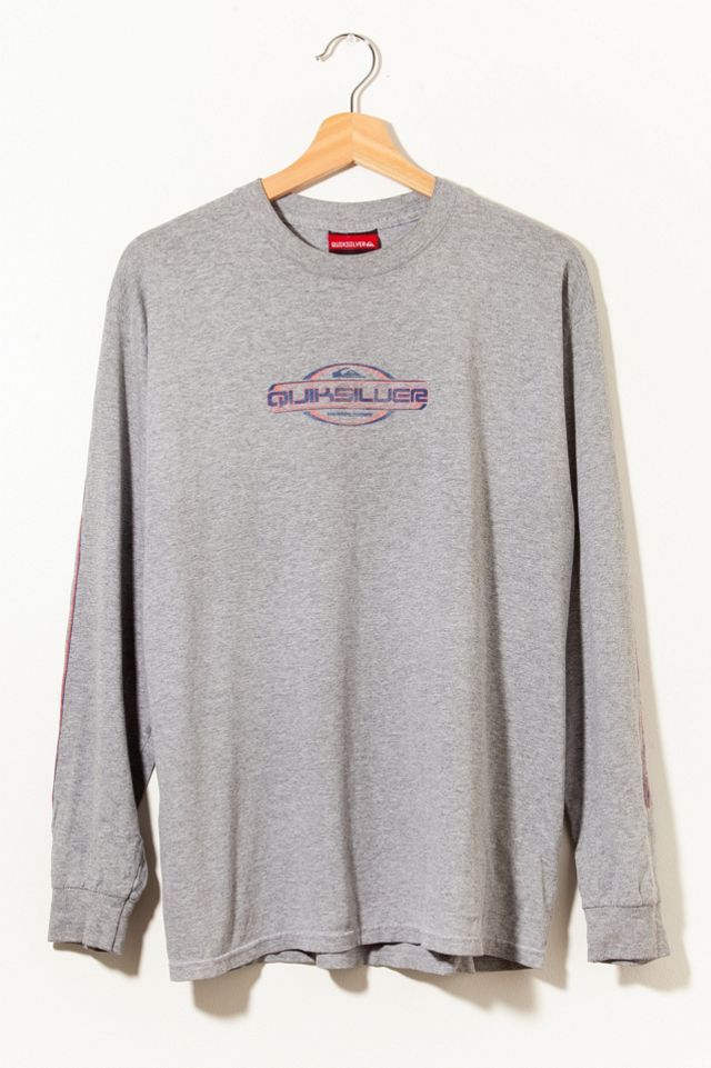 Vintage 1990s Quiksilver Long Sleeve Logo Graphic T-Shirt Heather Gray ...