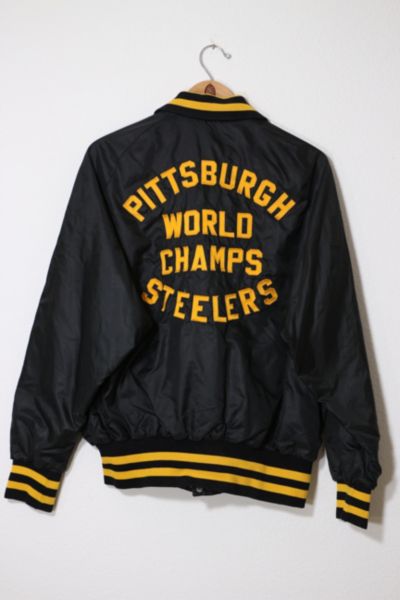 Urban Outfitters Vintage Quarter Zip Steelers Reversible Bomber Jacket