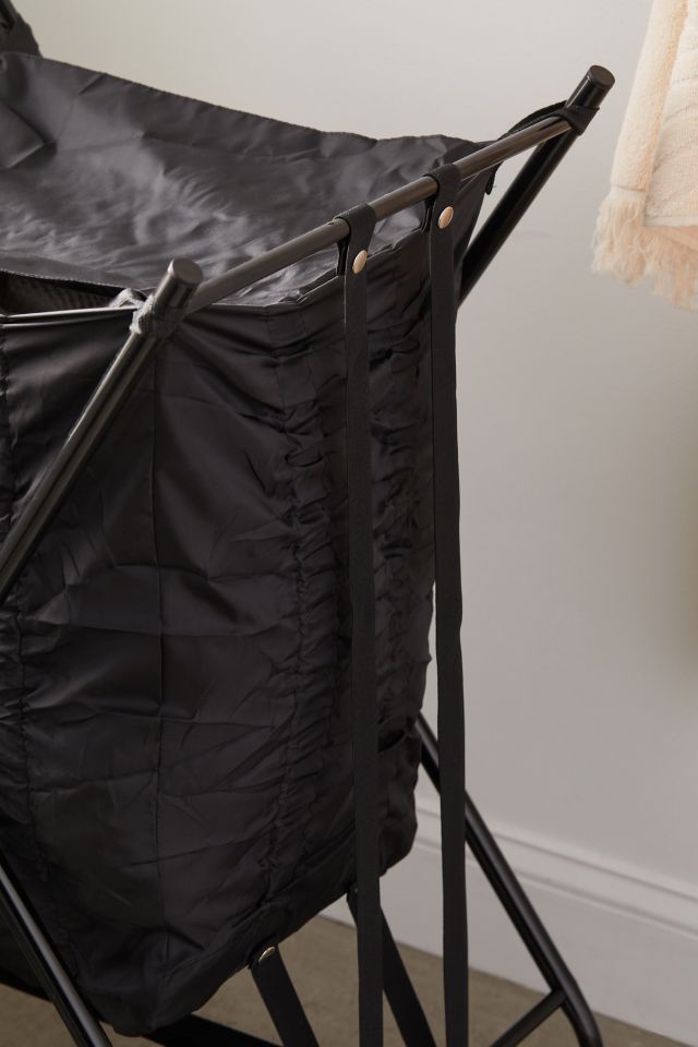 Black Collapsible Steel Frame Hamper with Wheels and Lid