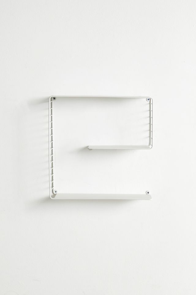 White Steel 3-Tier Floating Wall Shelf with Geometric Track
