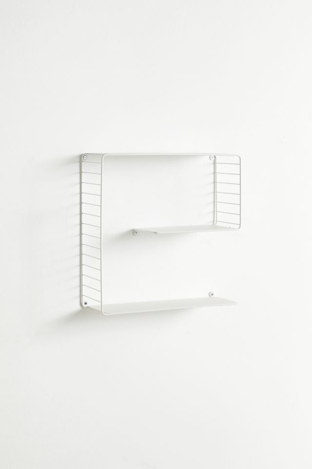 White Steel 3-Tier Floating Wall Shelf with Geometric Track
