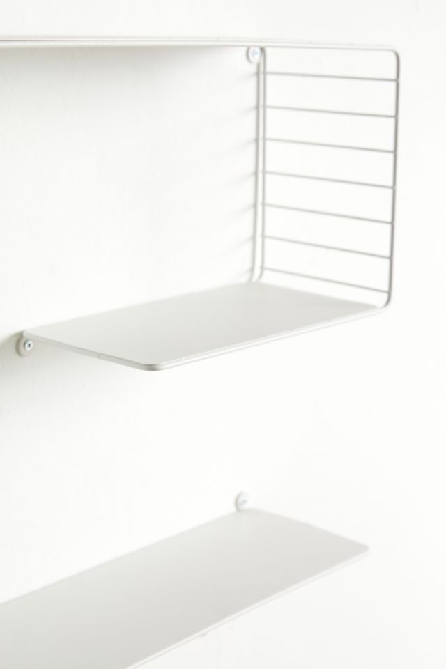 White Steel 3-Tier Floating Wall Shelf with Geometric Track