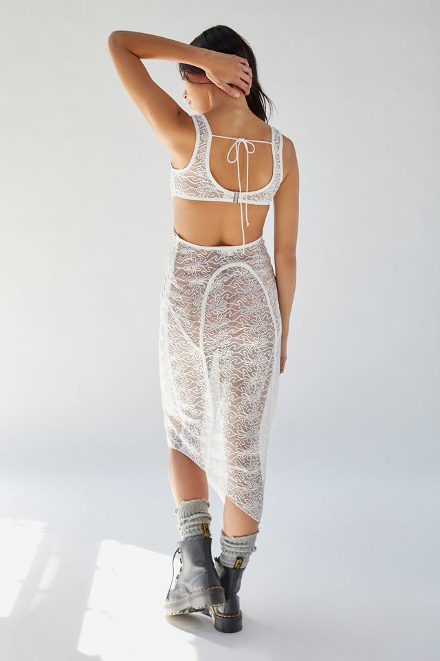 For Love & Lemons Rosanna Semi-Sheer Tulle Midi Dress #1