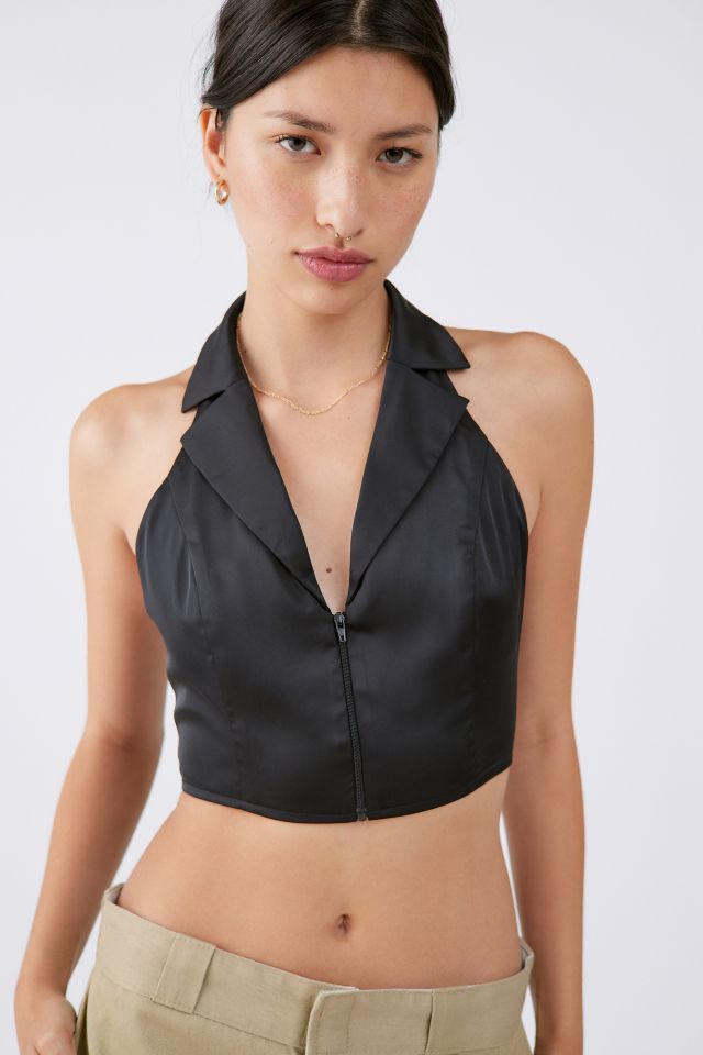 Zip up hot sale halter top