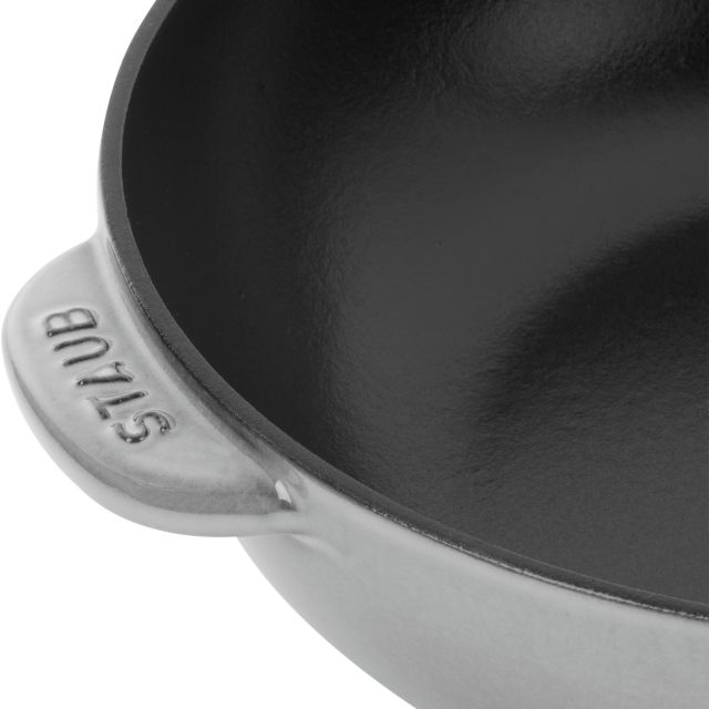 Staub Cast Iron - Fry Pans/ Skillets 10-inch, Daily pan with glass lid,  cherry