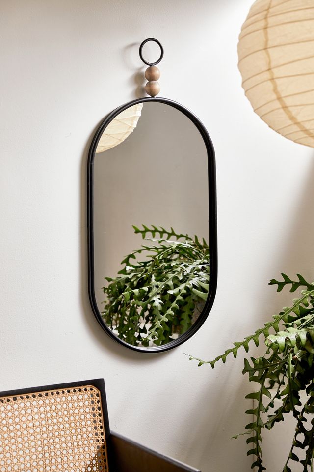 Wood & Metal Framed Oval Wall Mirror