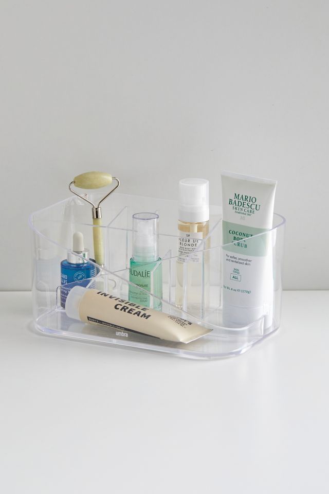 Clear Rectangular Acrylic Makeup Organizer with Compartments