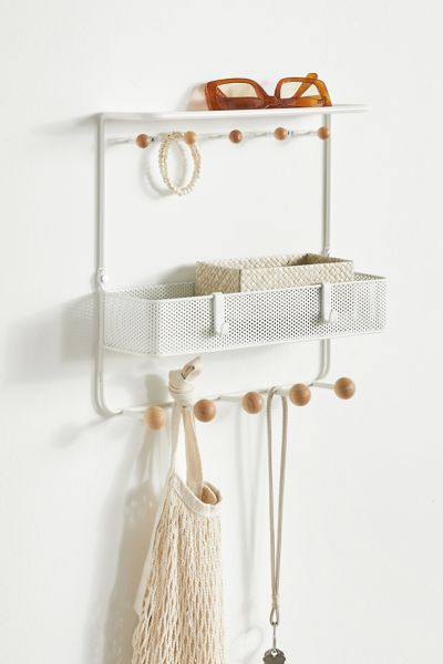 Urban Outfitters Estique Multi-hook Wall Shelf In White At