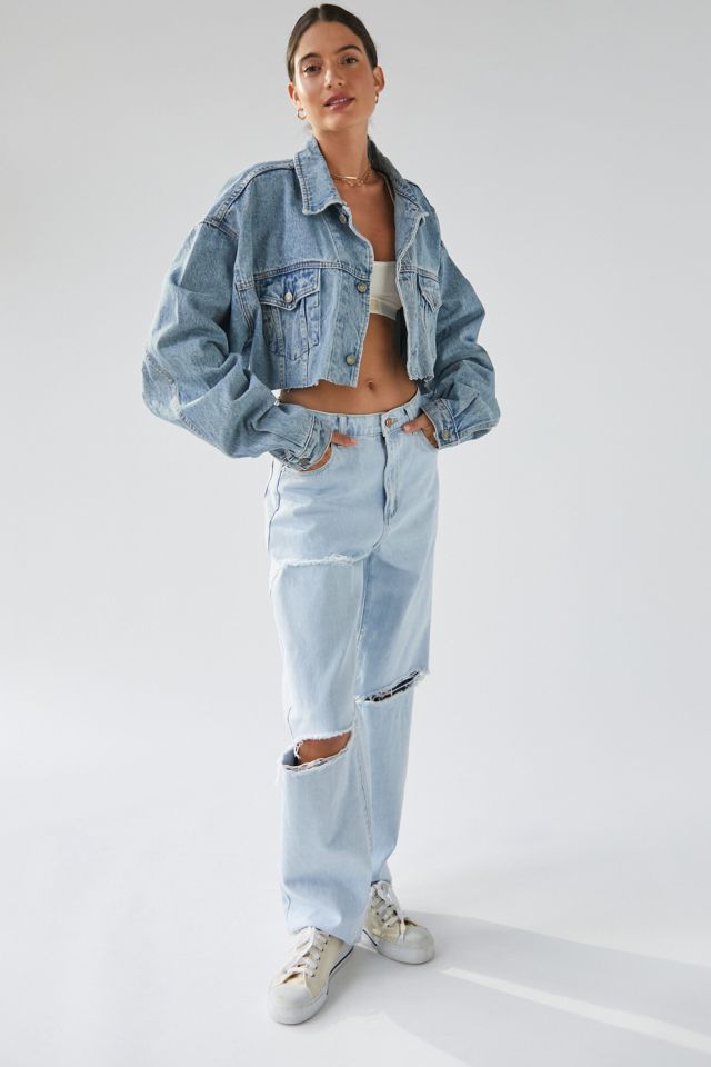 AGR Cropped Gradient Denim Jacket - ShopStyle