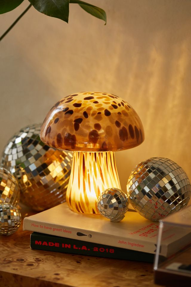 Urban Shop Iridescent Glass Mushroom Lamp, 10 H x 7.5 W, Plug in