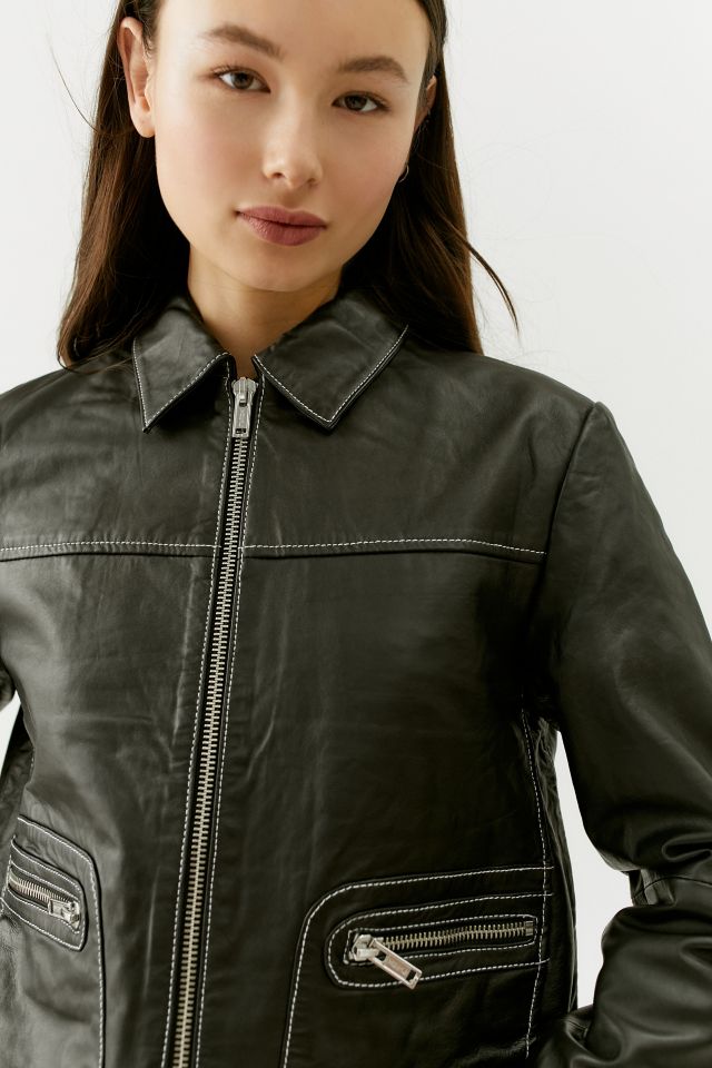 Deadwood Gibbs Leather Contrast Stitch Jacket #1