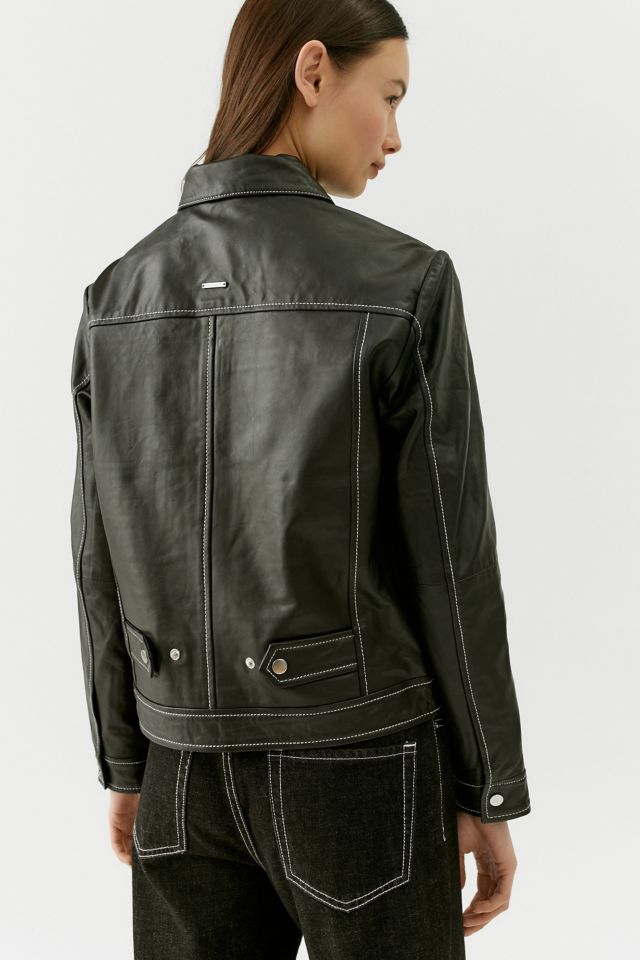Deadwood Gibbs Leather Contrast Stitch Jacket #2
