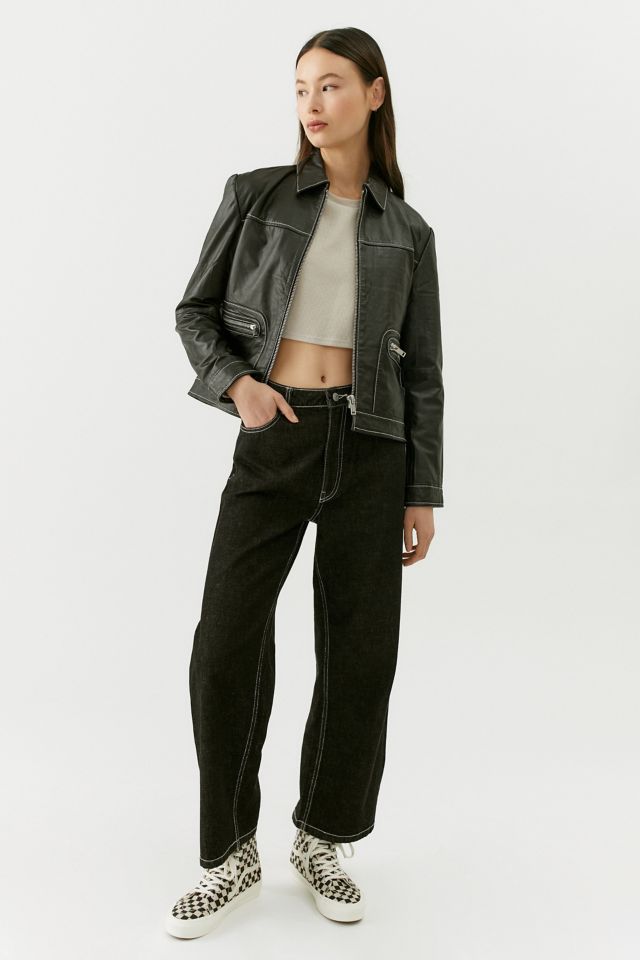 Deadwood Gibbs Leather Contrast Stitch Jacket #3