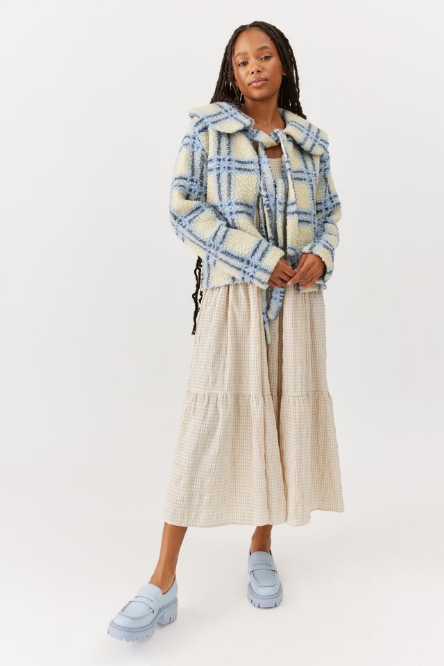 Damson Madder Alfie Sherpa Plaid Cardigan #2