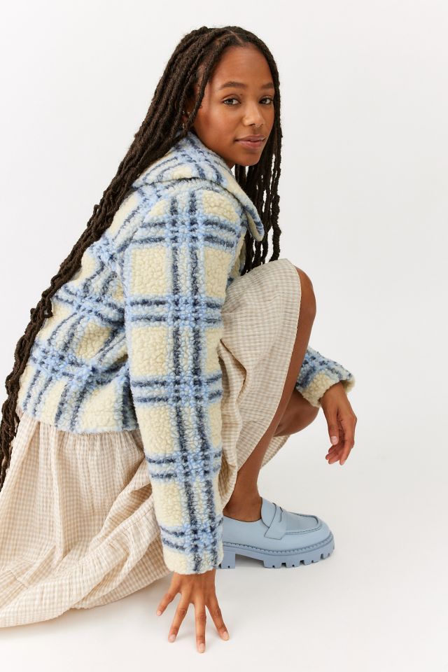 Damson Madder Alfie Sherpa Plaid Cardigan #3