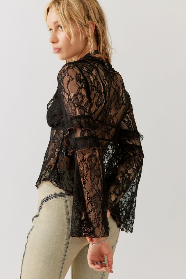 UO Janet Sheer Lace Blouse #1