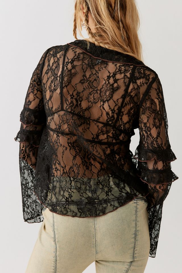UO Janet Sheer Lace Blouse #3